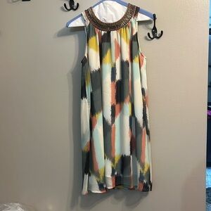Anthropology dress with beaded neckline. Size 0, but fits a size 2-small 4.